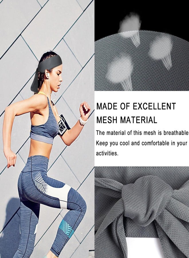 ONEYE 6PCS Tennis Tie Headbands Ninja Tie Back Bandanas Black and Grey Sport Head Ties Solid Hair Band Athletic Sweatbands for Karate Running Basketball Yoga Cycling - Image 5